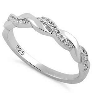 925 Sterling Silver Braided CZ Ring